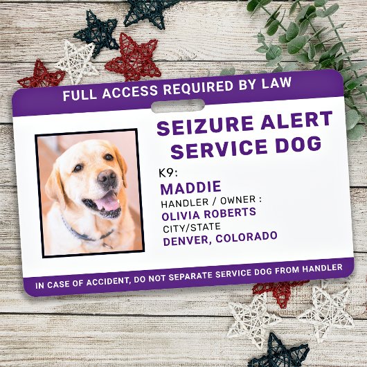 Badge Photo d'identification de chien d'assistance perso