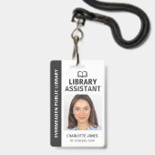 Badge Photo d'identification de l'assistant de bibliothè (Avant avec lanière)
