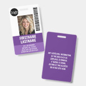 Badge Photo d'identification de l'employé essentiel, Cod (Recto et verso)