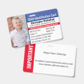 Badge Photo d'identification de l'enfant Coordonnées d'u (Avant & arrière)