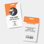 Badge photo d'identification de travailleur profes (Avant & arrière)