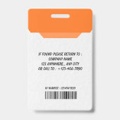 Badge photo d'identification de travailleur profes (Arrière)
