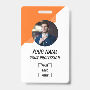 Badge photo d'identification de travailleur profes