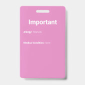 Badge Photo d'identification d'enfant rose pâle (Arrière)