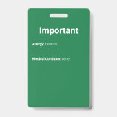 Badge Photo d'identification d'enfant vert (Arrière)