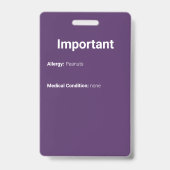 Badge Photo d'identification d'enfant violet (Arrière)