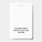 Badge Photo d'identification des Molécules Bleues Noires (Dos)