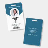 Badge Photo d'identification d'infirmière diplômée d'Éta (Avant & arrière)