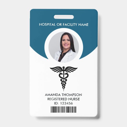 Badge Photo d'identification d'infirmière diplômée d'Éta (Avant)
