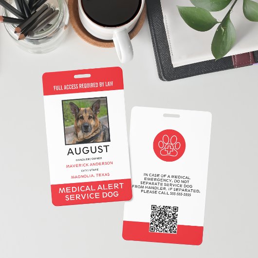 Badge Photo d'identification du chien de service d'alert