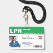 Badge photo d'identification du personnel médical  (Avant avec lanière)