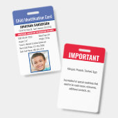 Badge Photo d'identification d'urgence d'allergie d'iden (Avant & arrière)