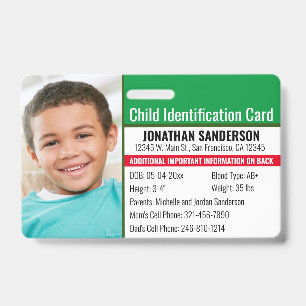 Badge Photo d'identification d'urgence pour allergie de