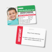 Badge Photo d'identification d'urgence pour allergie de  (Avant & arrière)