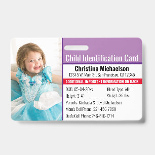 Badge Photo d'identification d'urgence pour allergie de
