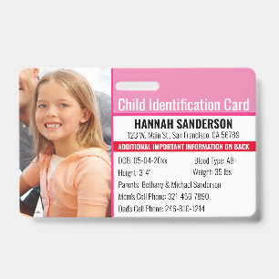 Badge Photo d'identification d'urgence pour allergie enf