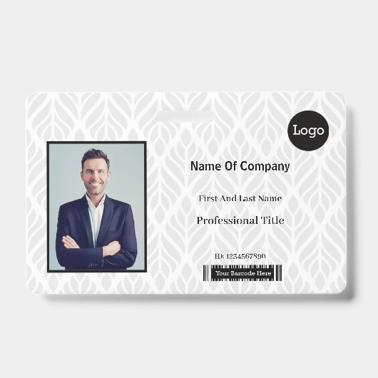 Badge Photo d'identification en gris et blanc (Avant)