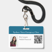 Badge Photo d'identification horizontale et code QR Badg (Face avec cordon)