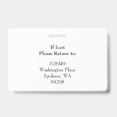 Badge Photo d'identification horizontale et code QR Badg (Dos)