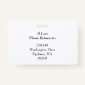 Badge Photo d'identification horizontale et code QR Badg (Dos)