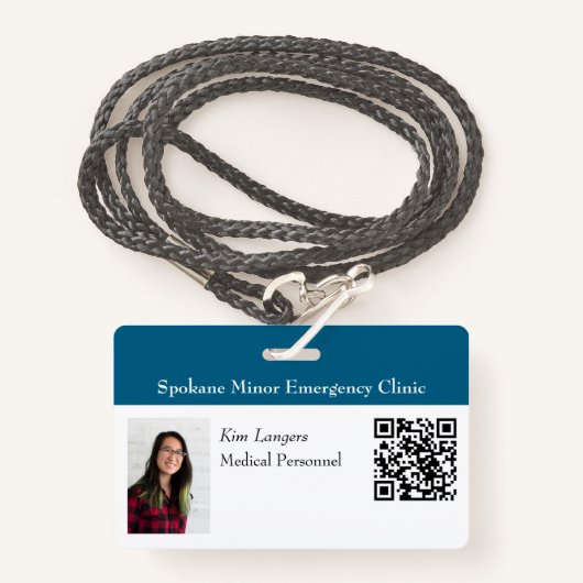 Badge Photo d'identification horizontale et code QR Badg (Devant avec lanière)