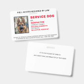 Badge photo d'identification pour chien de service (Avant & arrière)