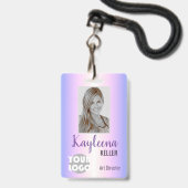 Badge Photo d'identité avec code-barres et logo ombré ro (Avant avec lanière)