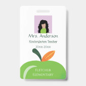 Badge photo d'identité blanc enseignant Pomme Vert (Avant)