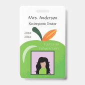 Badge photo d'identité blanc pour éducateur Pomme (Avant)