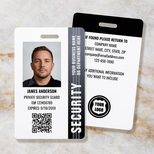 Badge Photo d'identité d'agent de sécurité professionnel