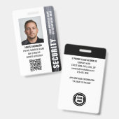 Badge Photo d'identité d'agent de sécurité professionnel (Avant & arrière)