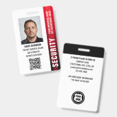 Badge Photo d'identité d'agent de sécurité professionnel (Avant & arrière)
