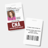 Badge photo d'identité d'aide-soignant(e) certifié (Avant & arrière)