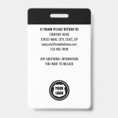 Badge Photo d'identité de garde de sécurité professionne (Arrière)