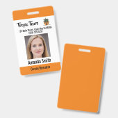 Badge Photo d'identité de guide touristique orange (Avant & arrière)