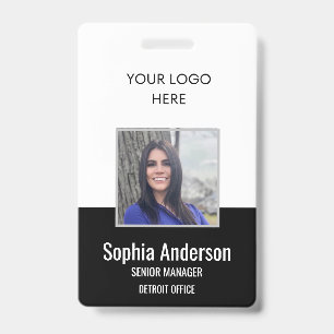 Badge photo d'identité de l'employé avec logo de l