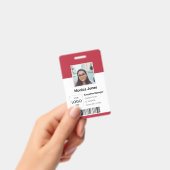 Badge Photo d'identité de l'employé avec logo en rouge (Manuel / portable)