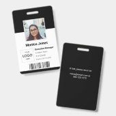 Badge Photo d'identité de l'employé avec logo Noir (Avant & arrière)