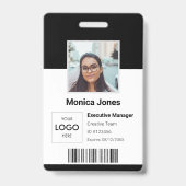 Badge Photo d'identité de l'employé avec logo Noir (Avant)