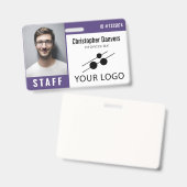 Badge Photo d'identité de l'employé blanc violet et gran (Avant & arrière)