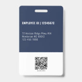 Badge Photo d'identité de l'employé bleu Code QR Logo de (Arrière)