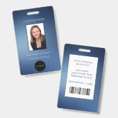 Badge Photo d'identité de l'employé, code-barres, logo, (Avant & arrière)
