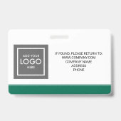 Badge photo d'identité de l'employé de l'entrepris (Arrière)