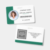 Badge photo d'identité de l'employé de l'entrepris (Avant & arrière)