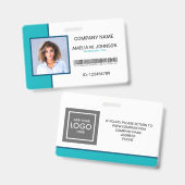 Badge photo d'identité de l'employé de l'entrepris (Avant & arrière)