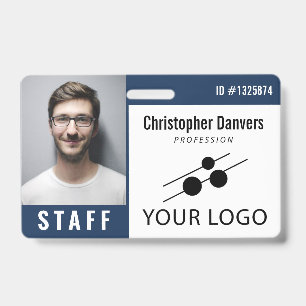 Badge Photo d'identité de l'employé en bleu marine et bl