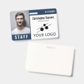 Badge Photo d'identité de l'employé en bleu marine et bl (Avant & arrière)