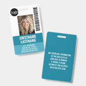 Badge Photo d'identité de l'employé essentiel, code-barr (Avant & arrière)