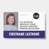 Badge Photo d'identité de l'employé essentiel, code-barr (Avant)