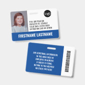 Badge Photo d'identité de l'employé essentiel, code-barr (Avant & arrière)